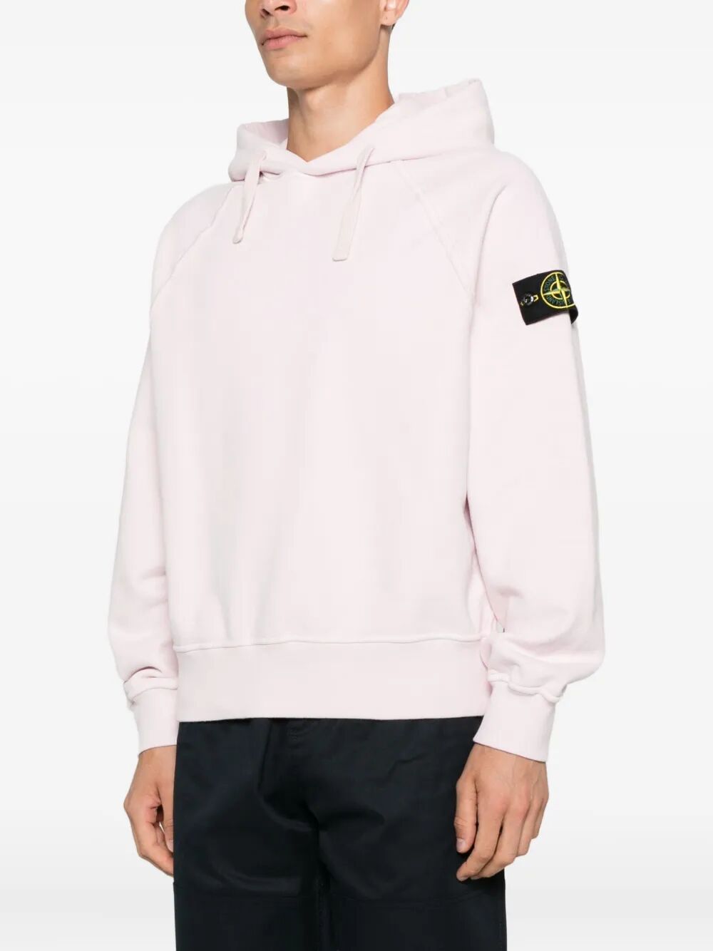Stone Island Men Brushed Organic Cotton Fleece Oversized Fit Hoodie
