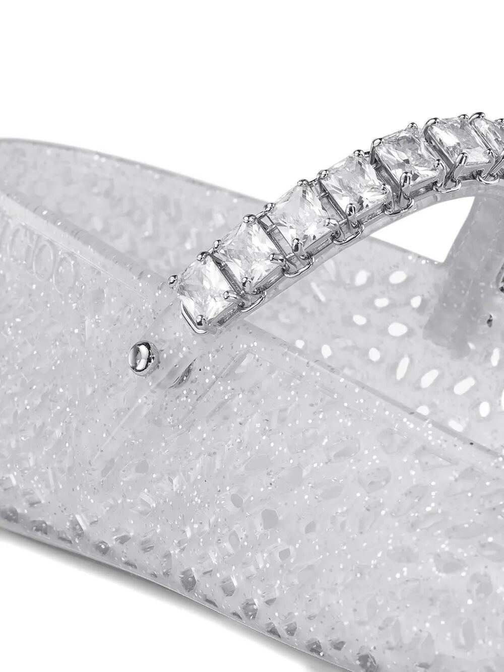 Jimmy Choo Women Clear Jelly Ballerina Flats With Crystal Embellishment