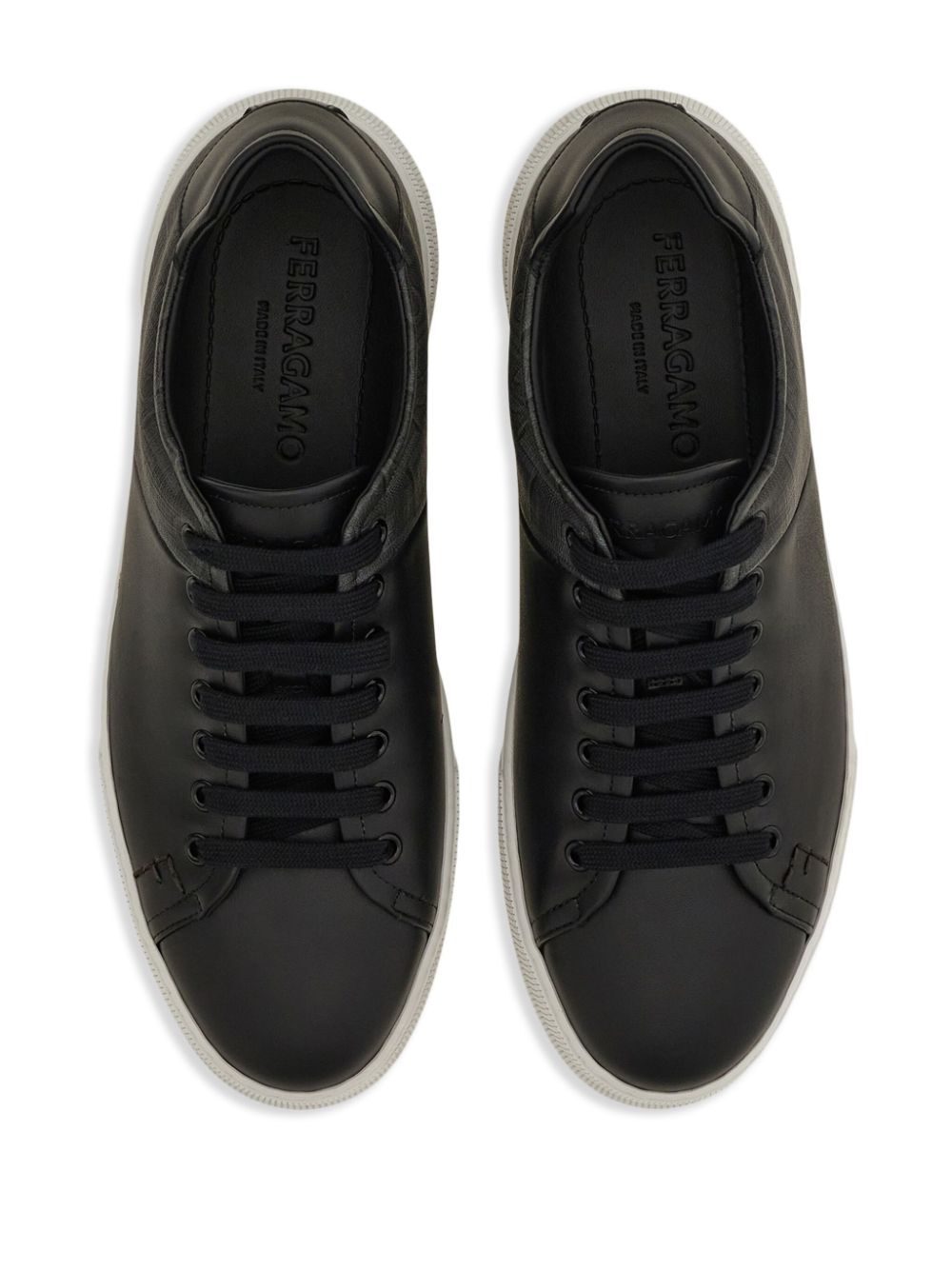 Tênis Ferragamo Clayton Masculino em Couro e Tecido Jacquard com Monograma