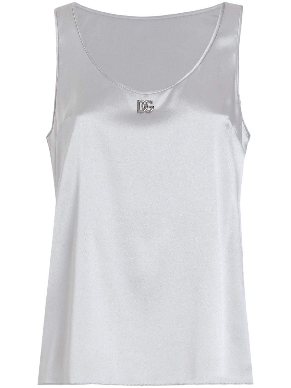 Dolce & Gabbana Women Silk Satin Tank Top With Dg Logo Pin