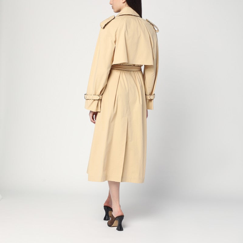 Dries Van Noten Double-Breasted Beige Trench Coat In Cotton Women