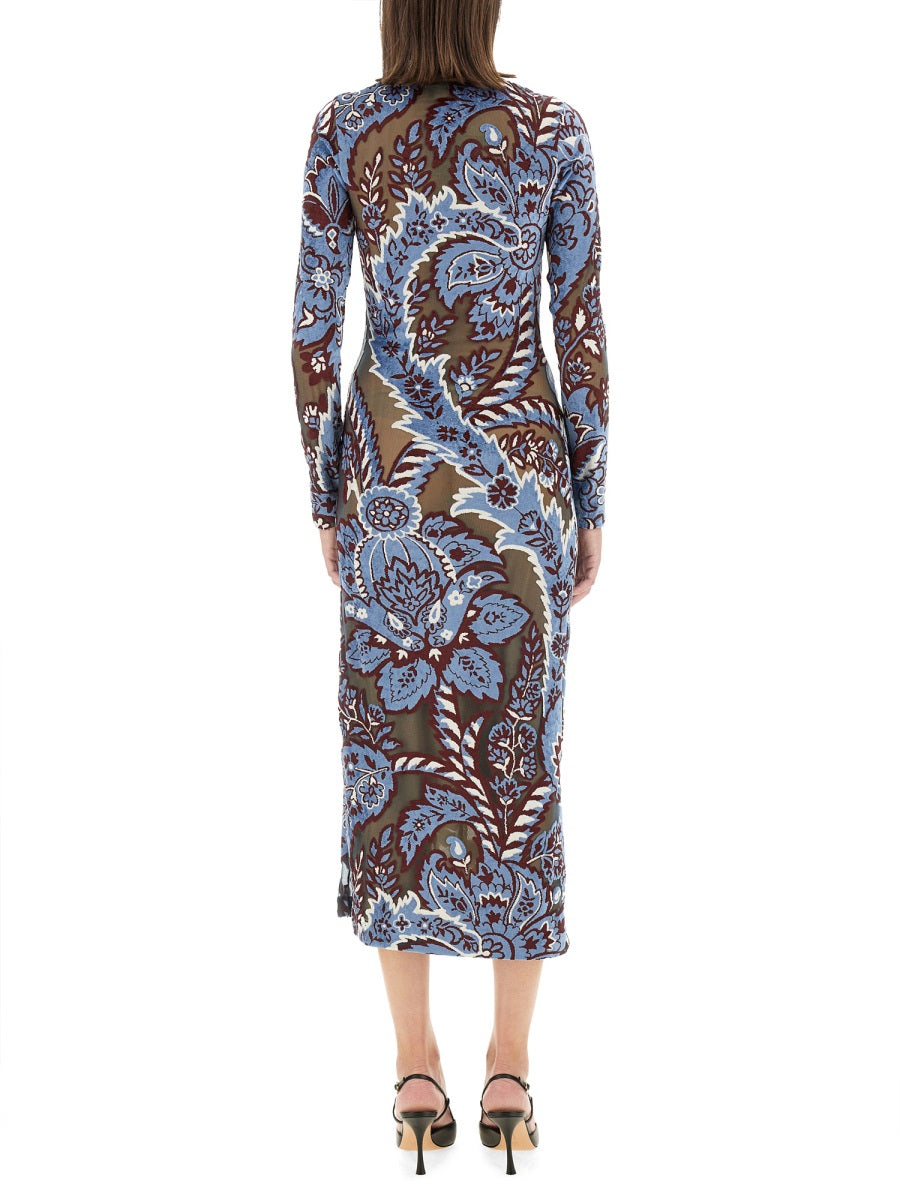 Etro Women Velvet Jacquard Tulle Dress