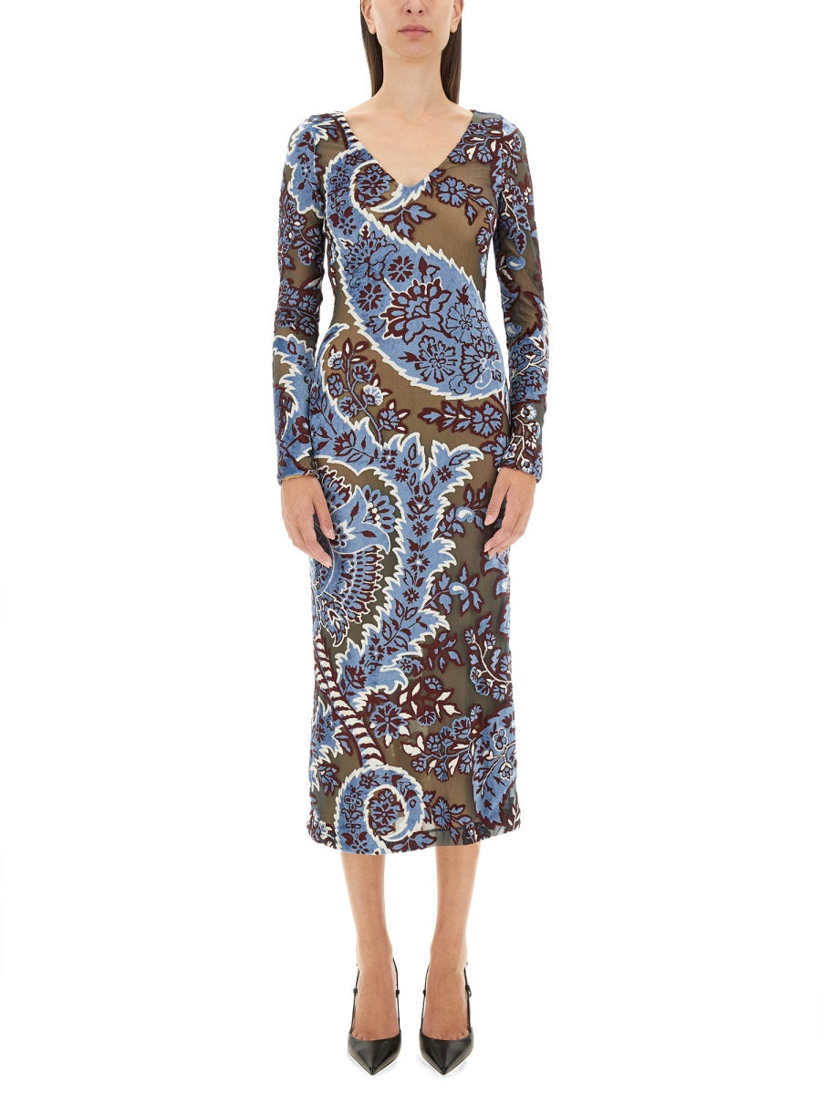 Etro Women Velvet Jacquard Tulle Dress