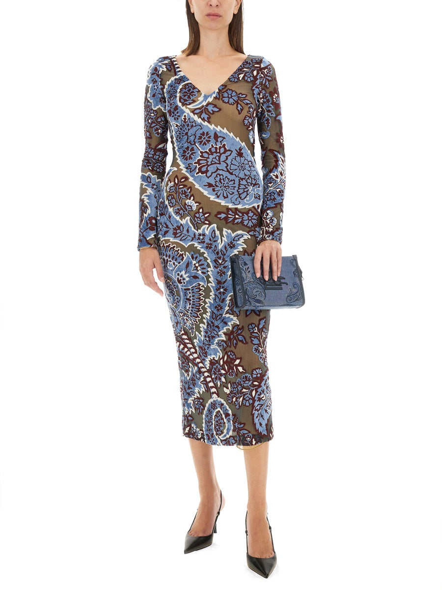 Etro Women Velvet Jacquard Tulle Dress