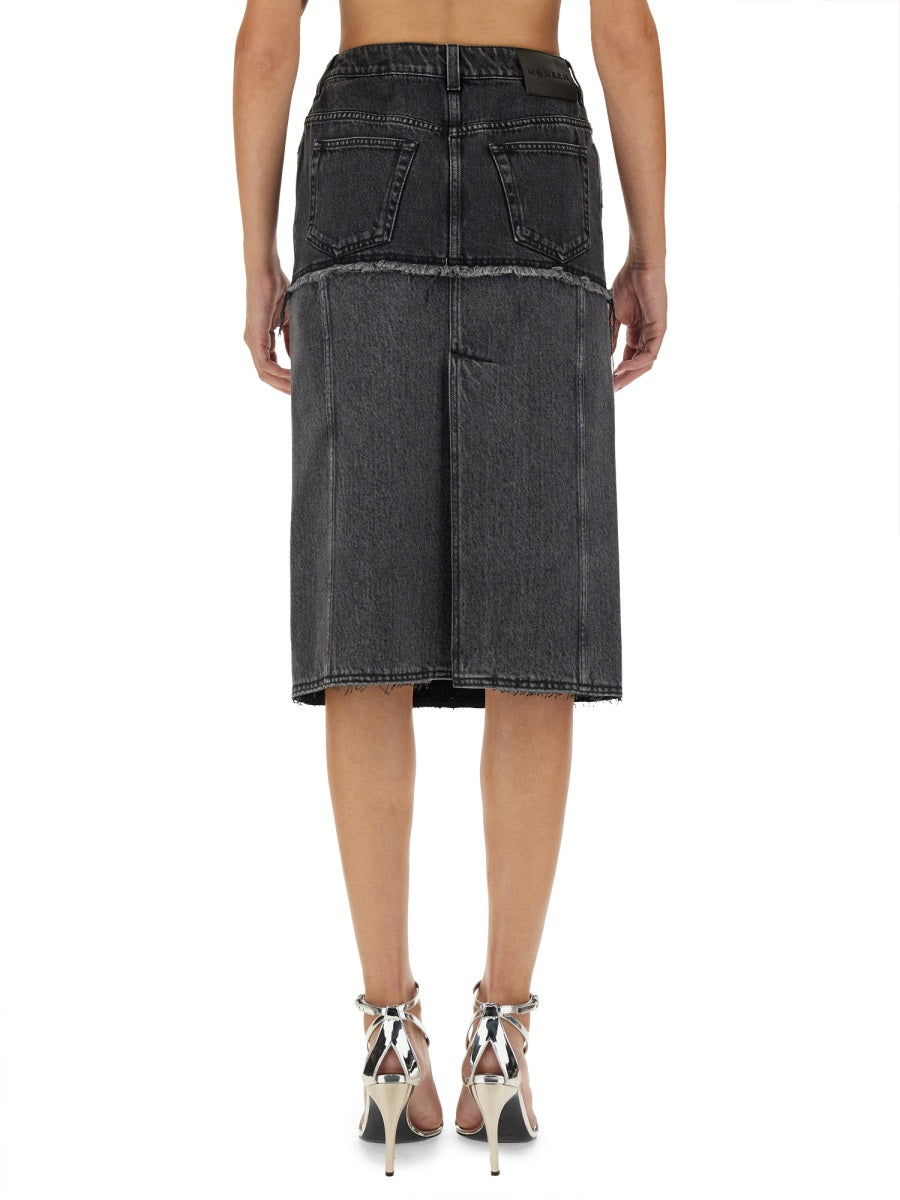 Alexander Mcqueen Women Two-Tone Denim Skirt