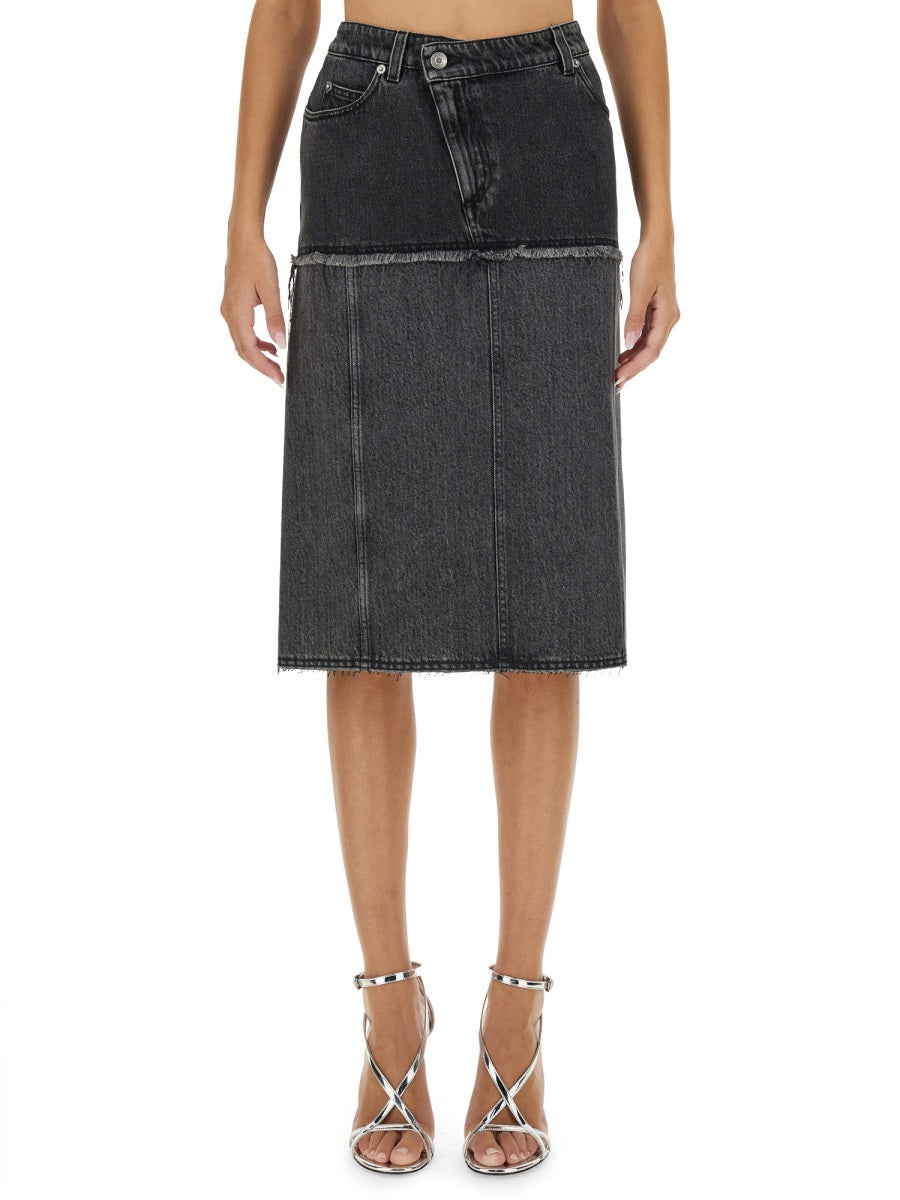 Alexander Mcqueen Women Two-Tone Denim Skirt