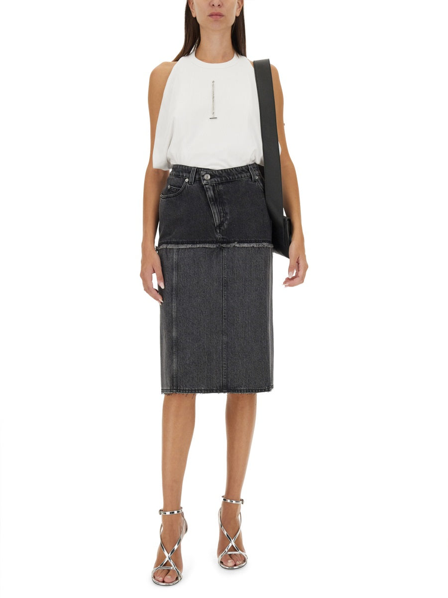 Alexander Mcqueen Women Two-Tone Denim Skirt