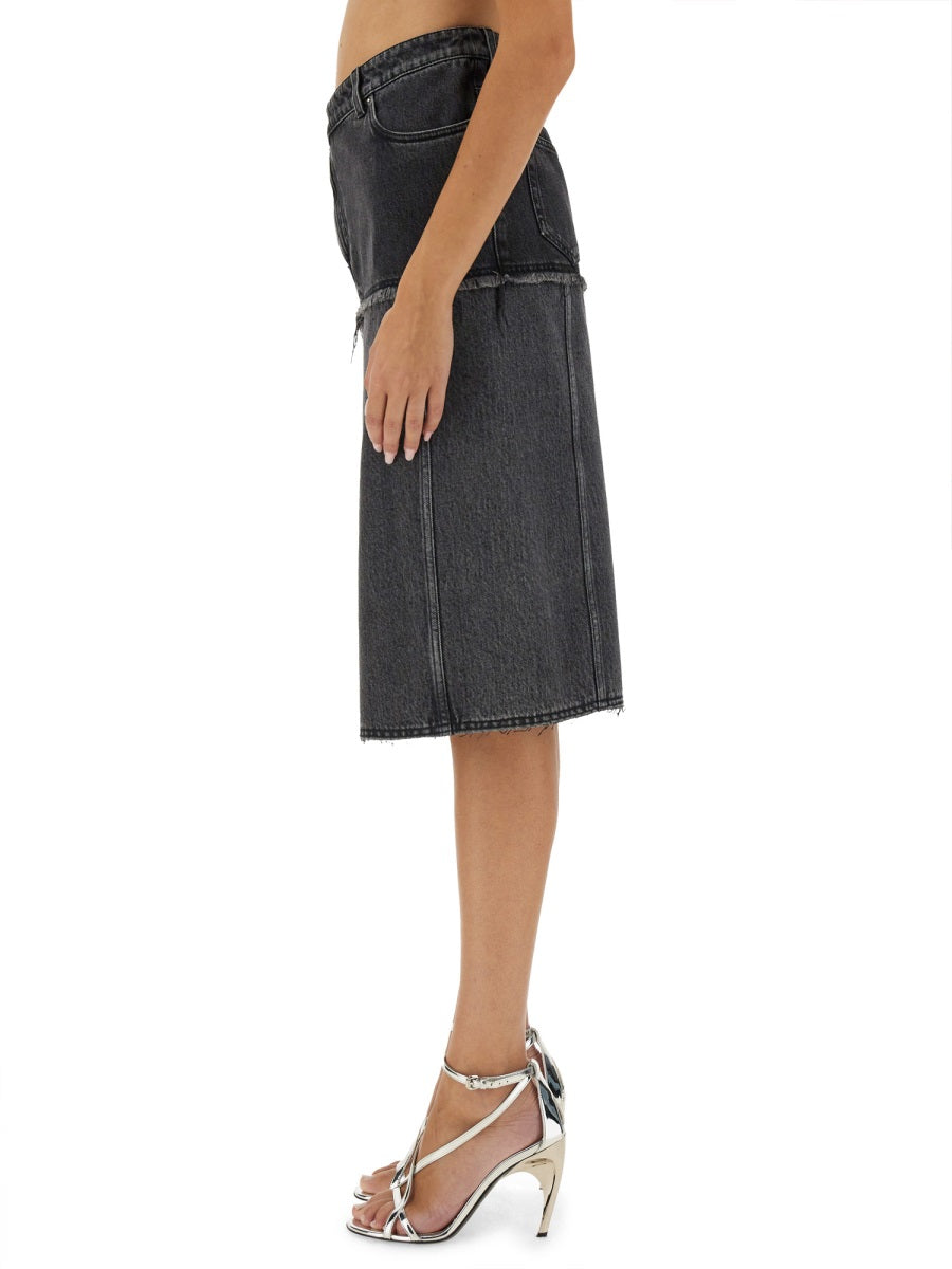 Alexander Mcqueen Women Two-Tone Denim Skirt