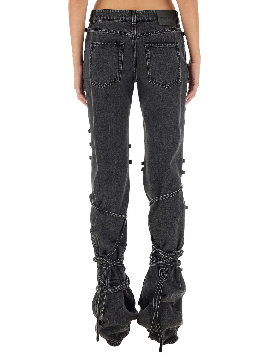 Alexander Mcqueen Women Jeans With Knotted Detail