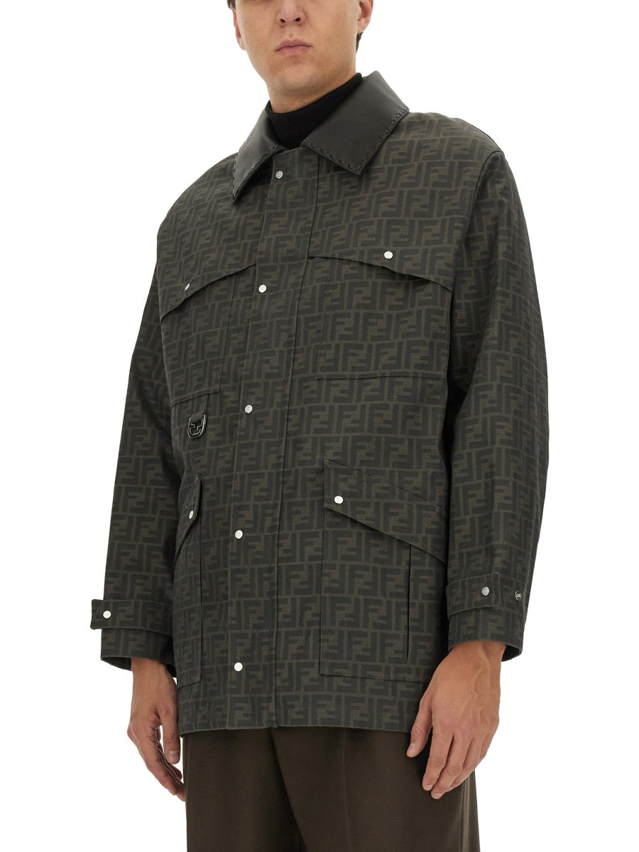 Fendi Men Blouson In Jacquard "Ff"