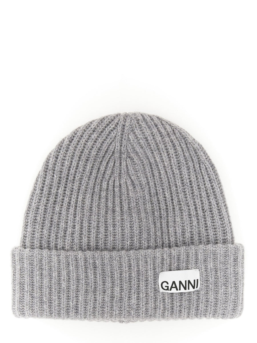 Ganni Women Beanie Hat With Logo