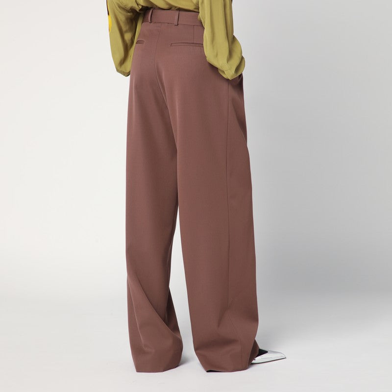 Dries Van Noten Wide Taupe Cotton Trousers Women