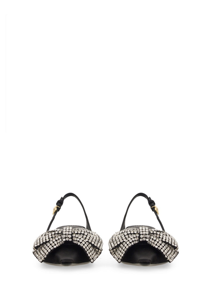 Dolce & Gabbana Women Satin Sling-Back With Rhinestone Embroidery