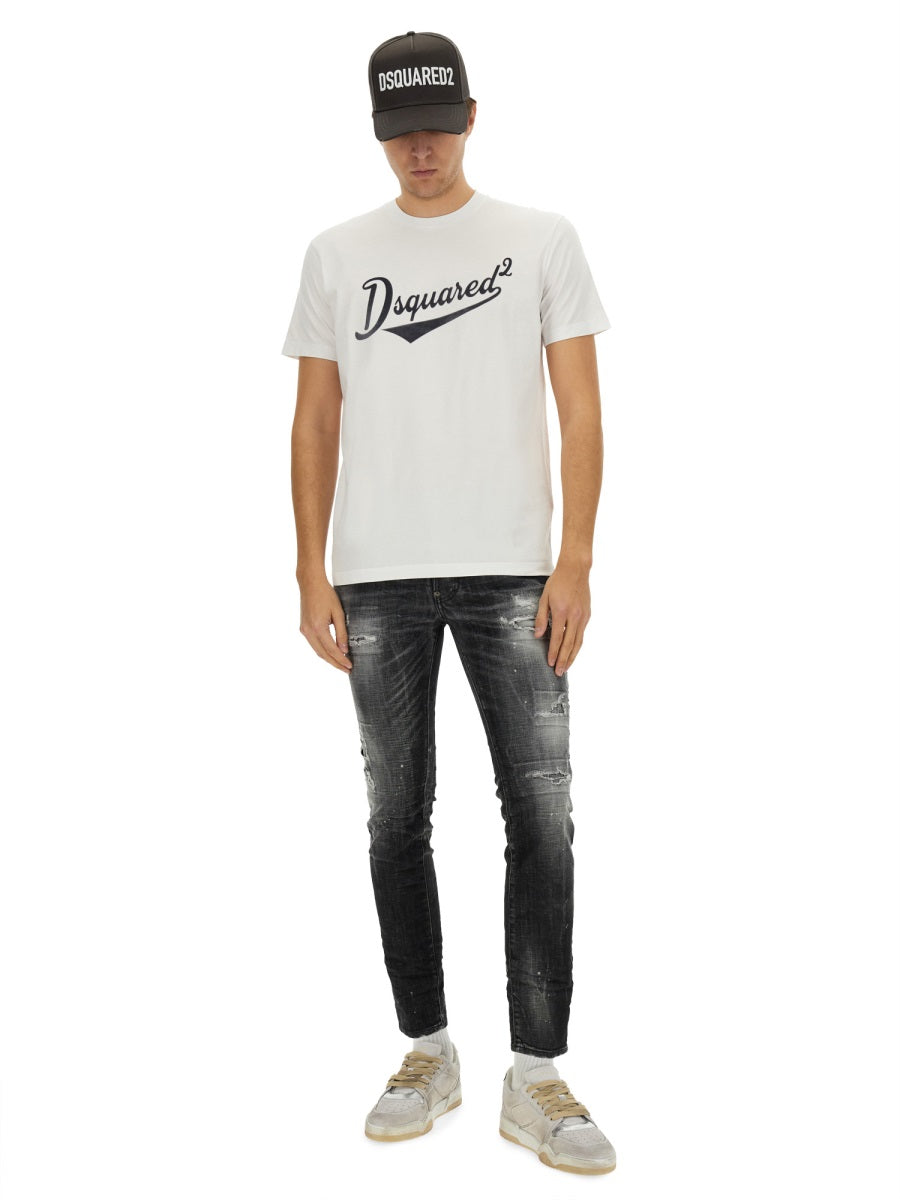 Dsquared Men "Cool Fit Velvet Logo" T-Shirt
