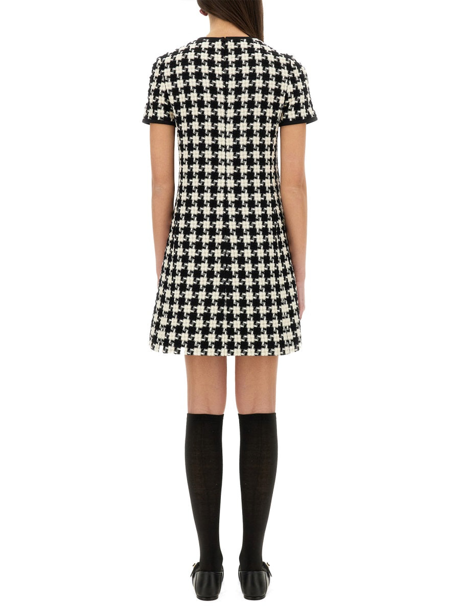 Valentino Women Embroidered Damier Light Tweed Short Dress