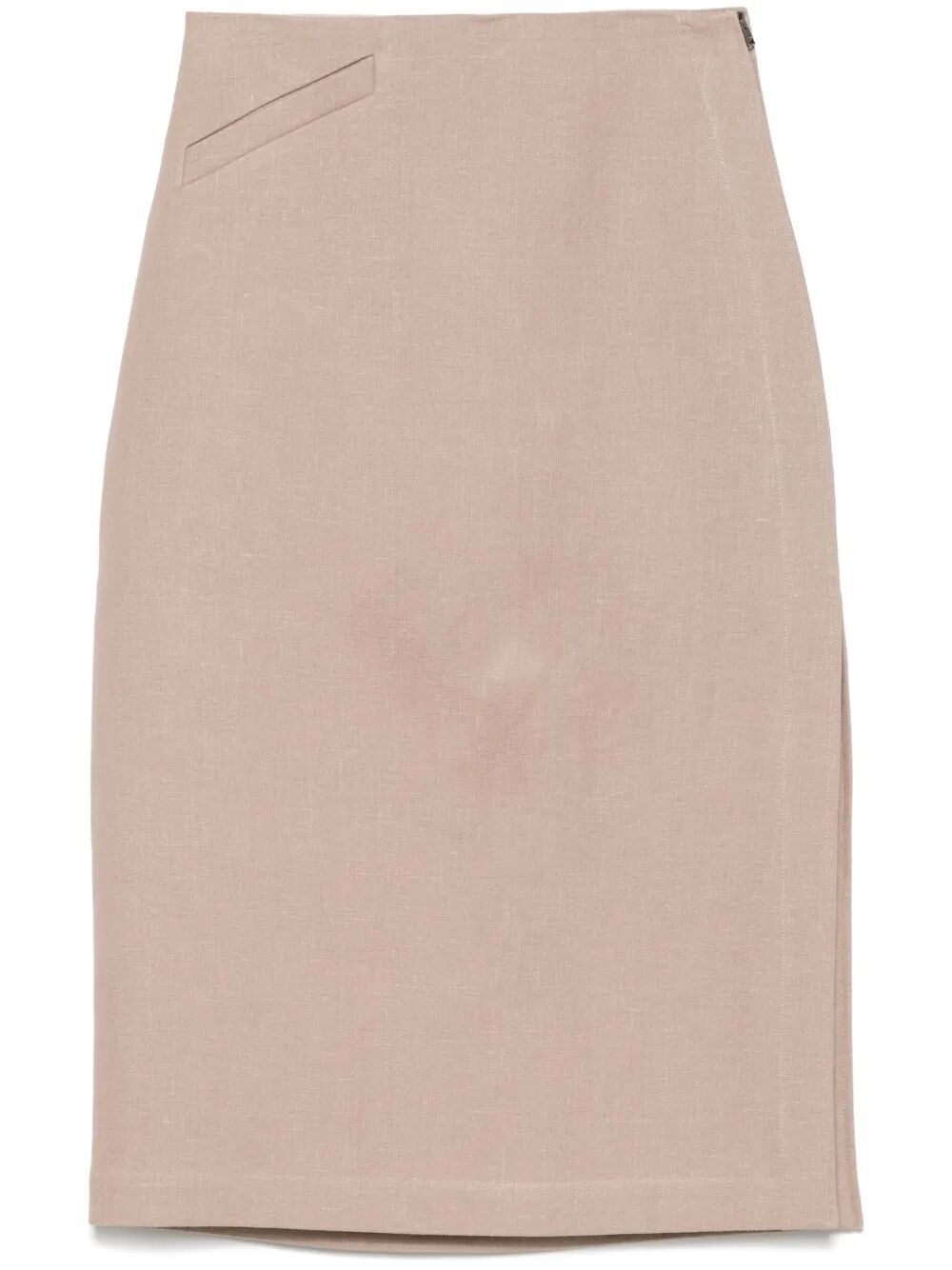 Fendi Women Waxed Linen Straight Midi Skirt
