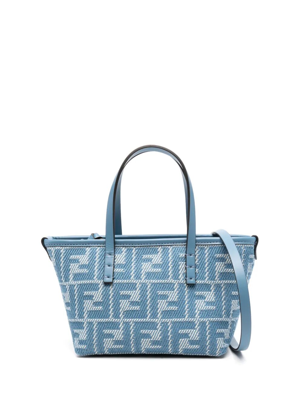 Fendi Women Denim-Effect Ff Jacquard Roll Mini Bag