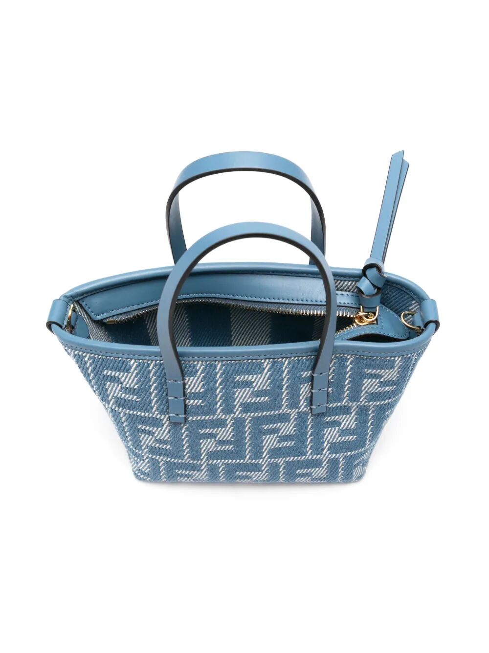 Fendi Women Denim-Effect Ff Jacquard Roll Mini Bag