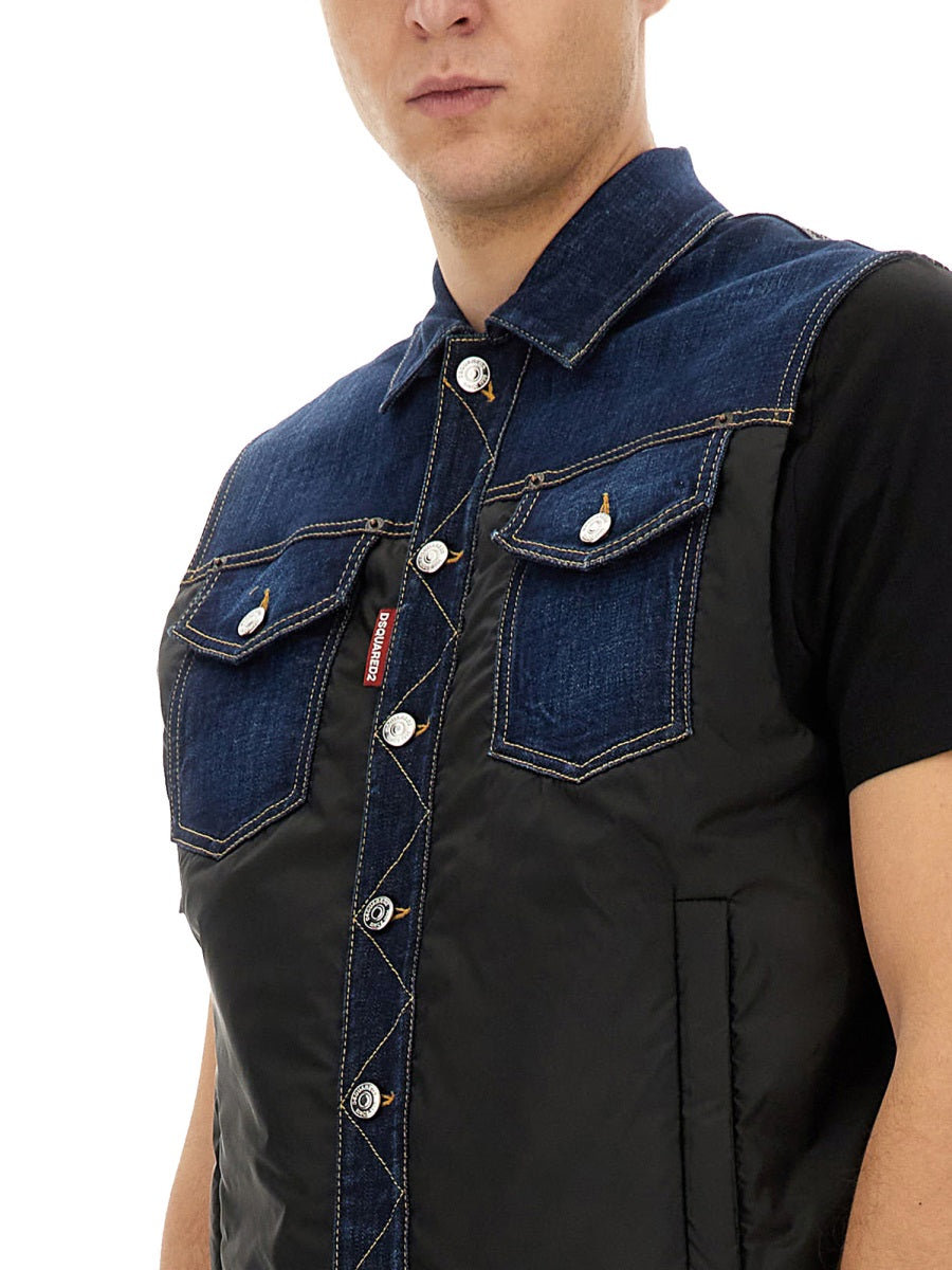 Dsquared Men Denim Puffer Vest