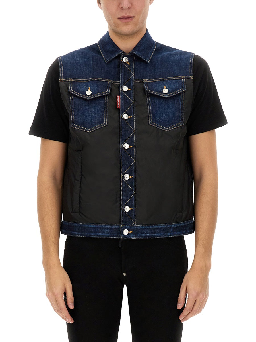 Dsquared Men Denim Puffer Vest