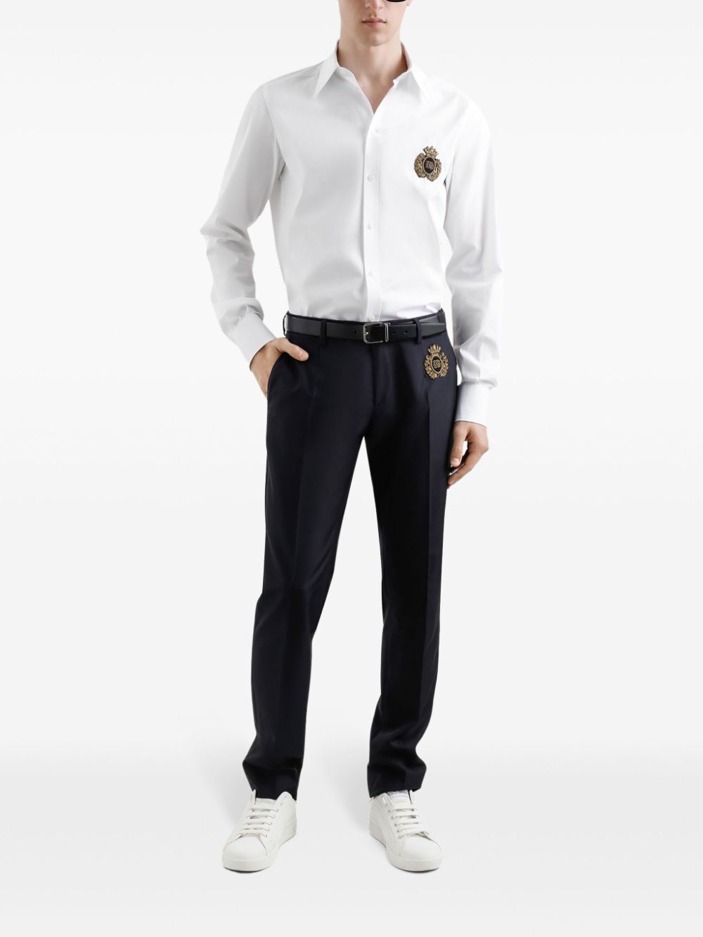 Dolce & Gabbana Men Logo Embroidered Cotton Shirt
