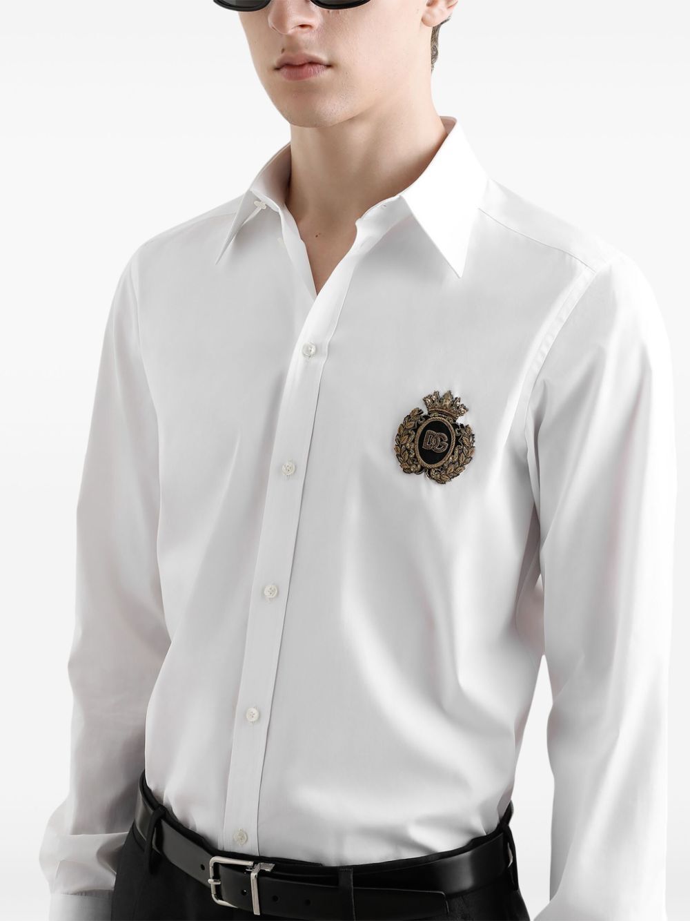 Dolce & Gabbana Men Logo Embroidered Cotton Shirt
