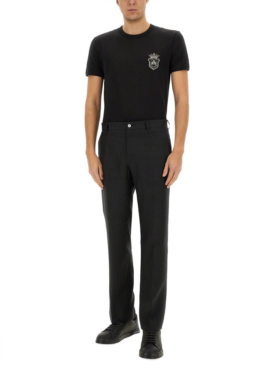 Dolce & Gabbana Men Stretch Linen Tailored Pants
