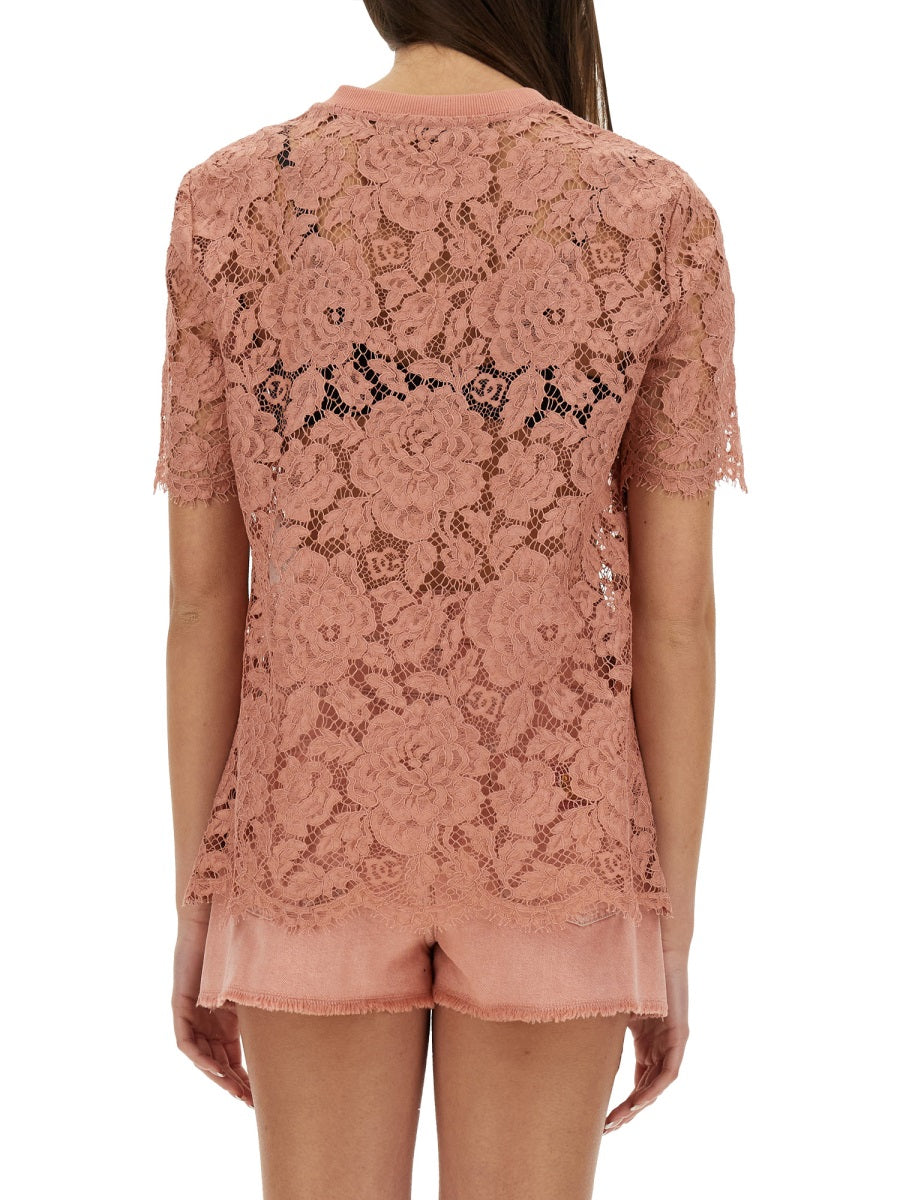 Dolce & Gabbana Women Cordonetto Lace T-Shirt