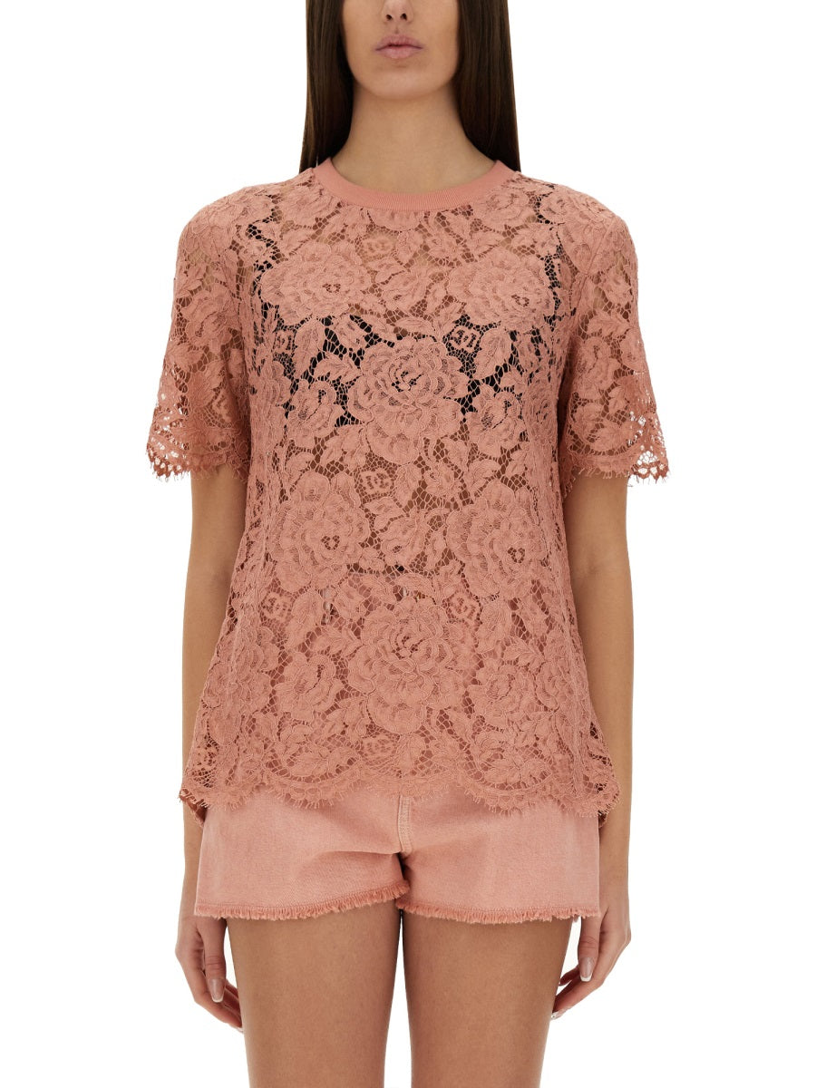 Dolce & Gabbana Women Cordonetto Lace T-Shirt