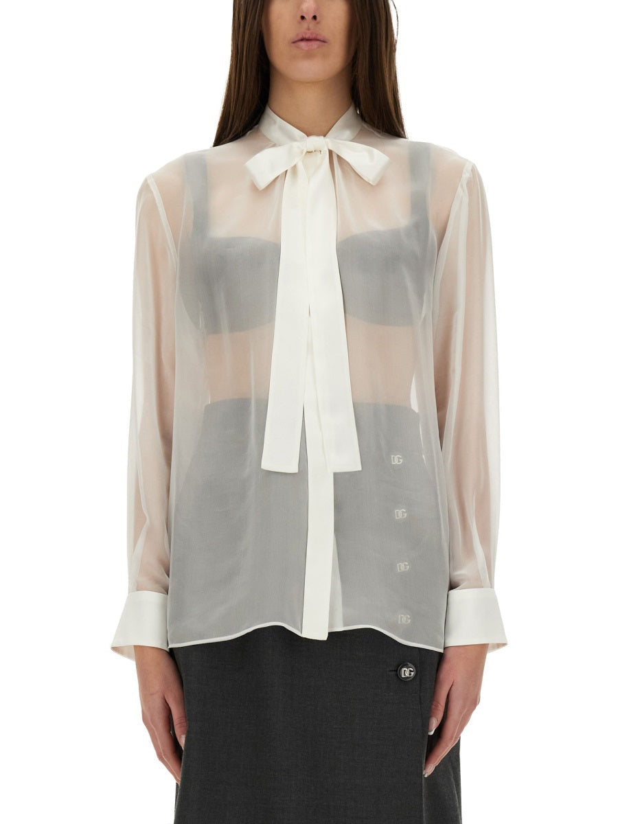 Dolce & Gabbana Women Chiffon Shirt With Bow