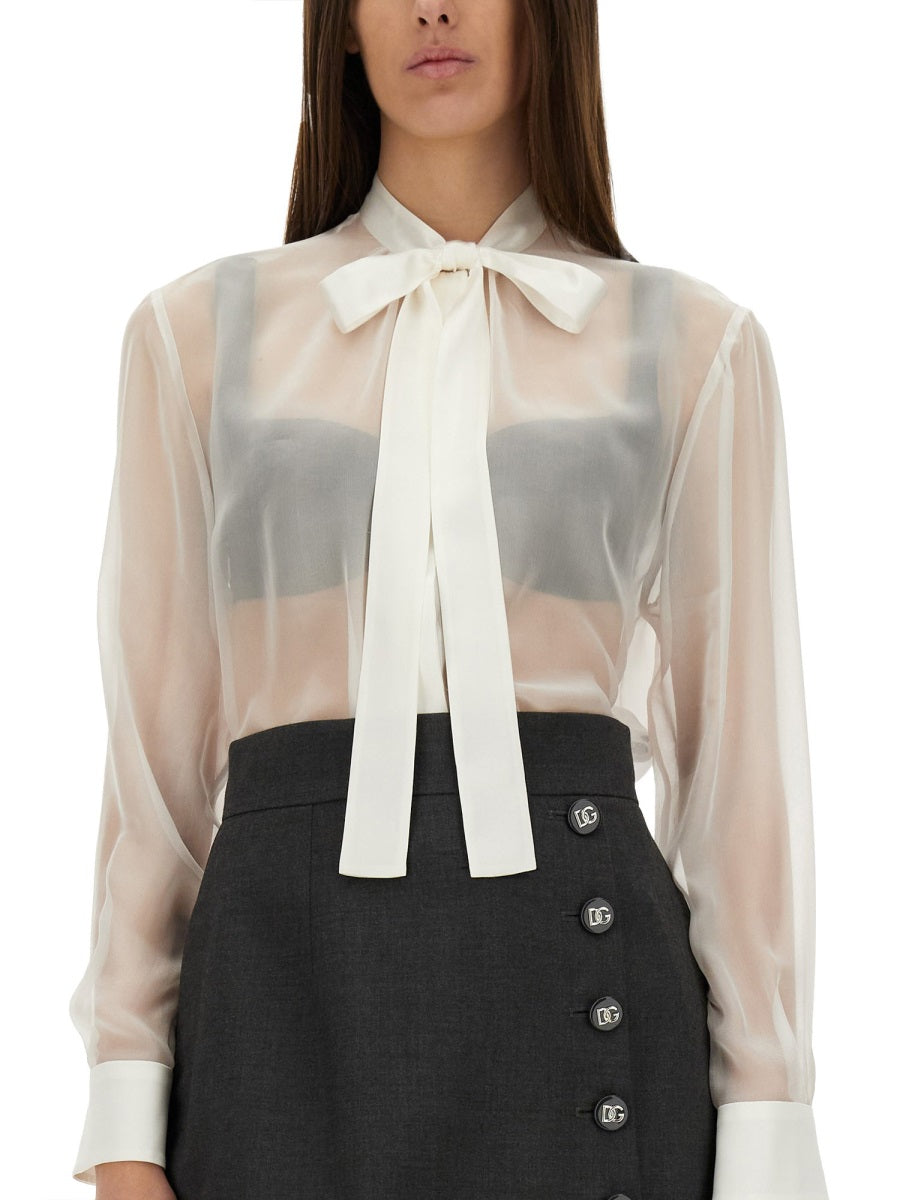 Dolce & Gabbana Women Chiffon Shirt With Bow