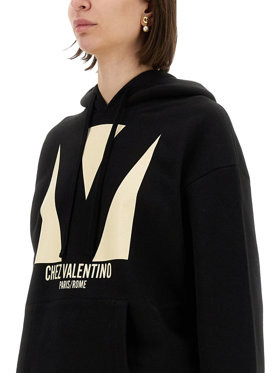 Valentino Women Cotton Hoodie With Print