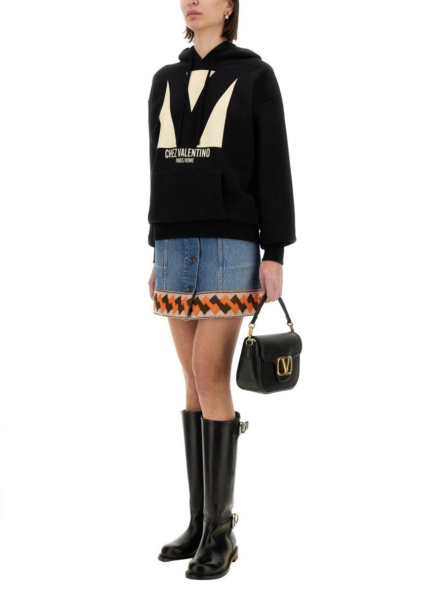 Valentino Women Cotton Hoodie With Print