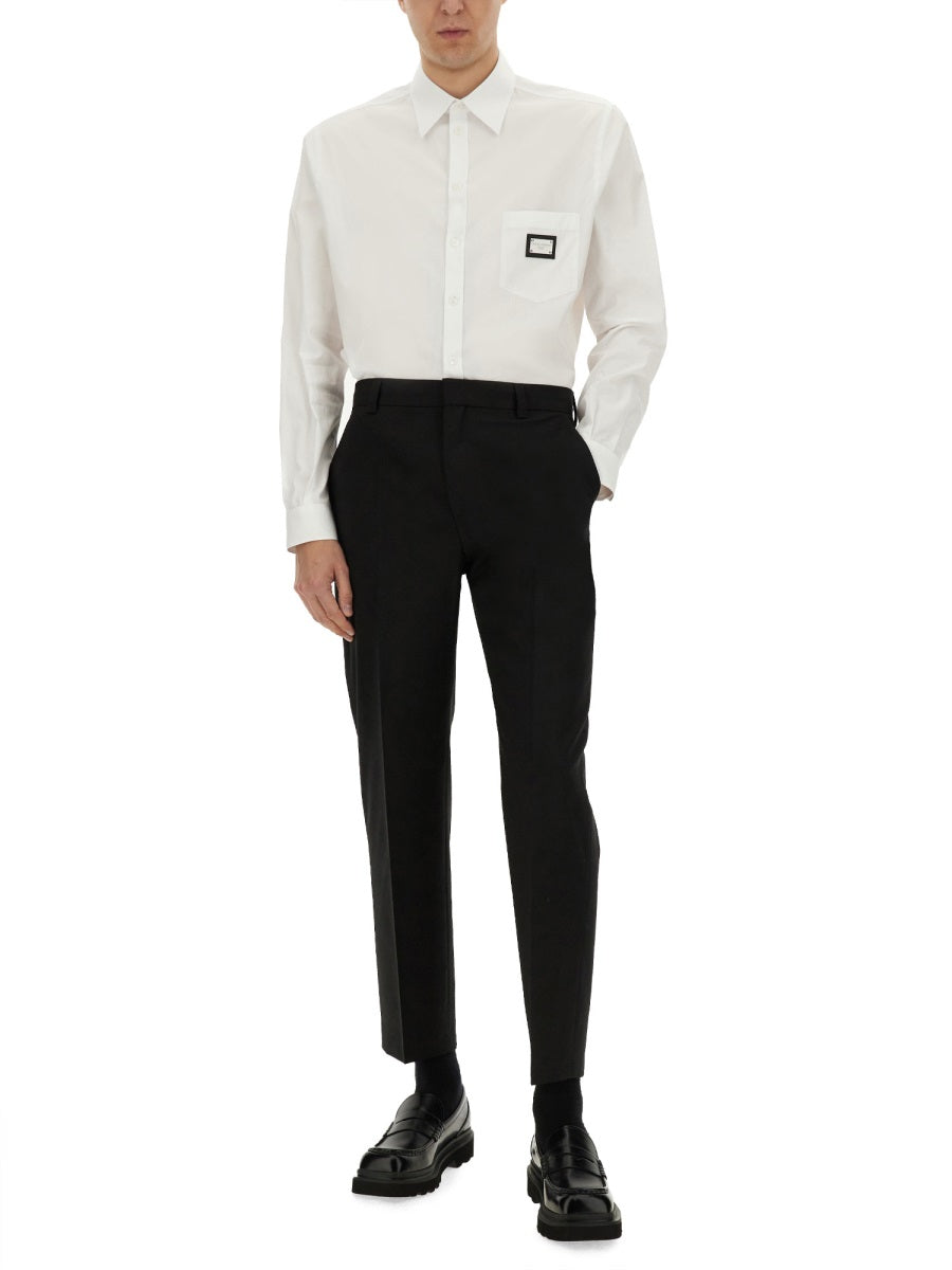 Dolce & Gabbana Men Shirt With Logo Plaque