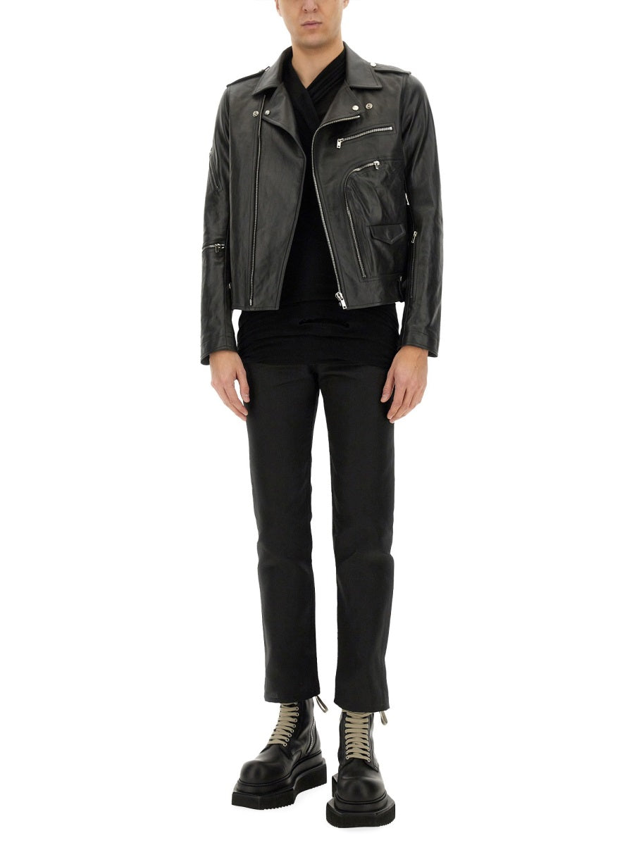Rick Owens Men Leather Bauhaus Jacket