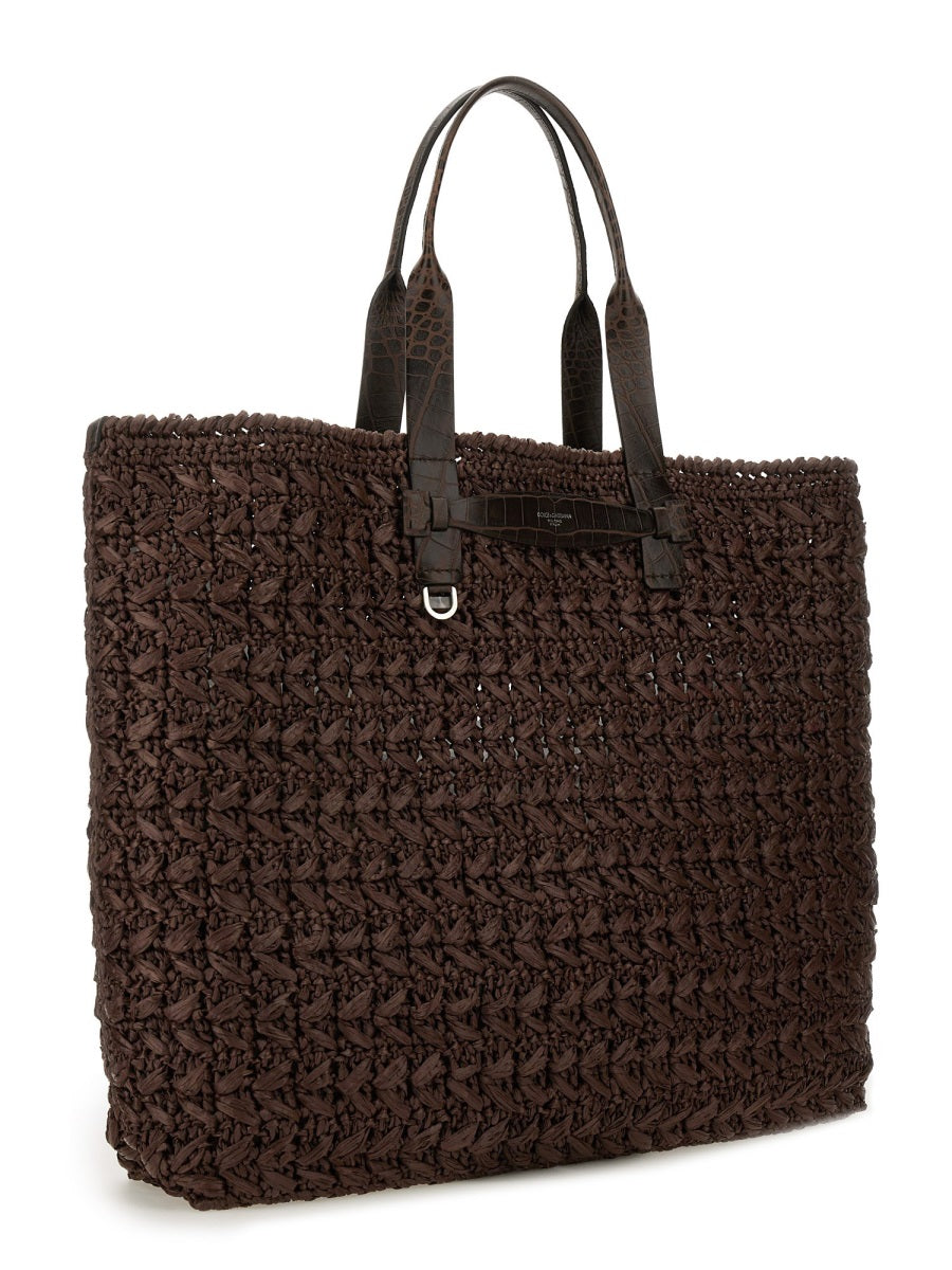 Dolce & Gabbana Men Woven Mesh Shopping Bag