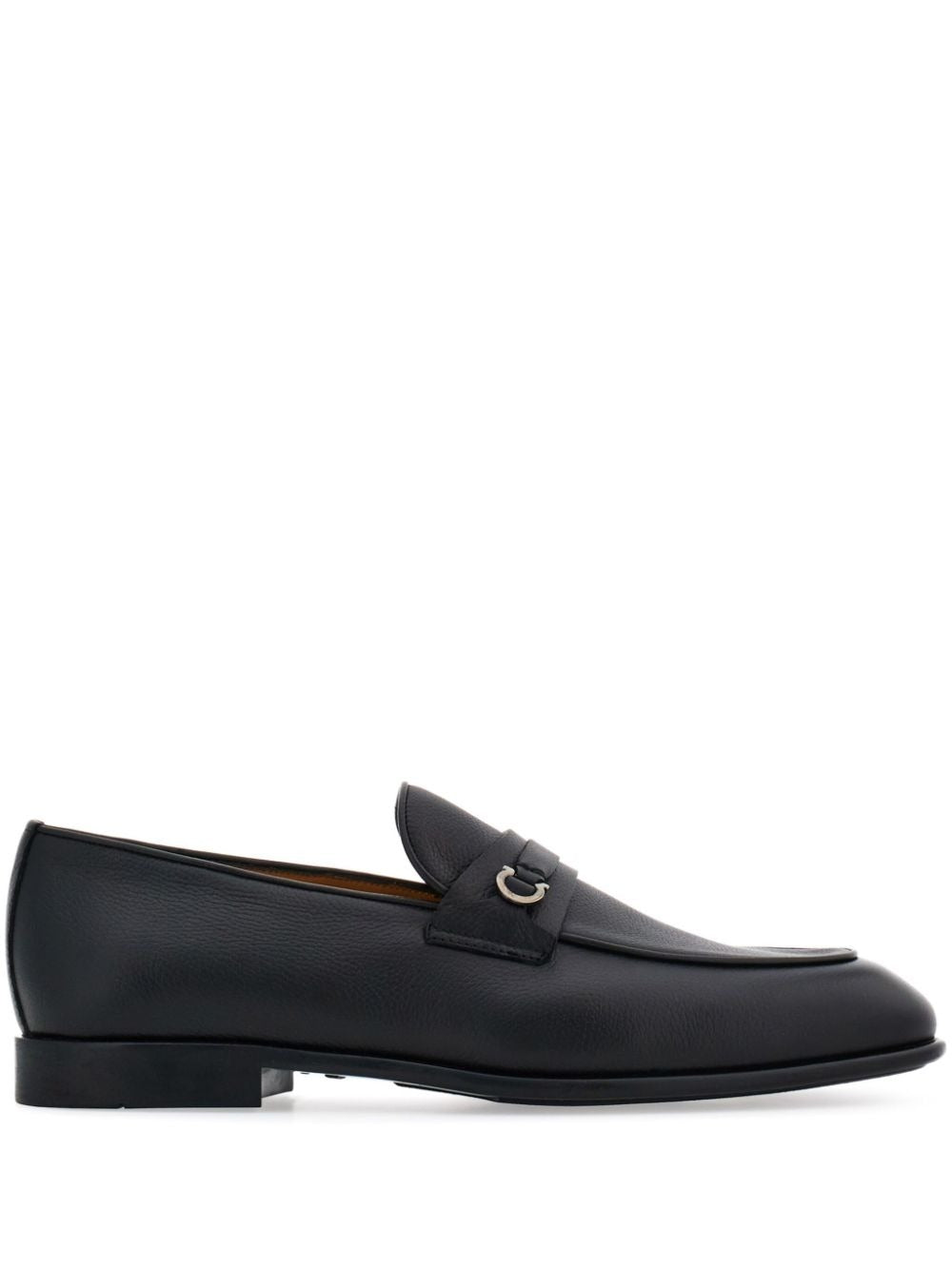 Ferragamo Men Hammered Leather Gancini Loafers