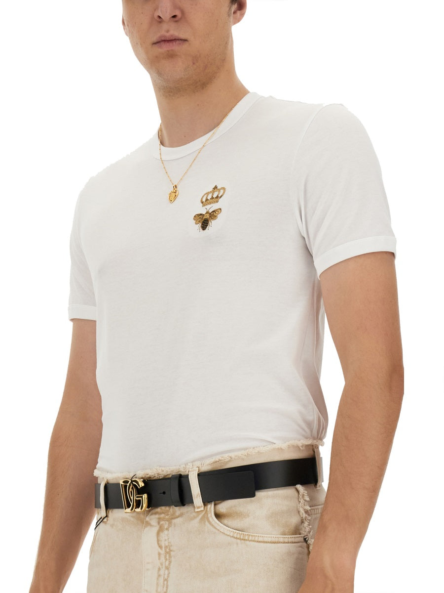 Dolce & Gabbana Men "Bee And Crown" Embroidered T-Shirt