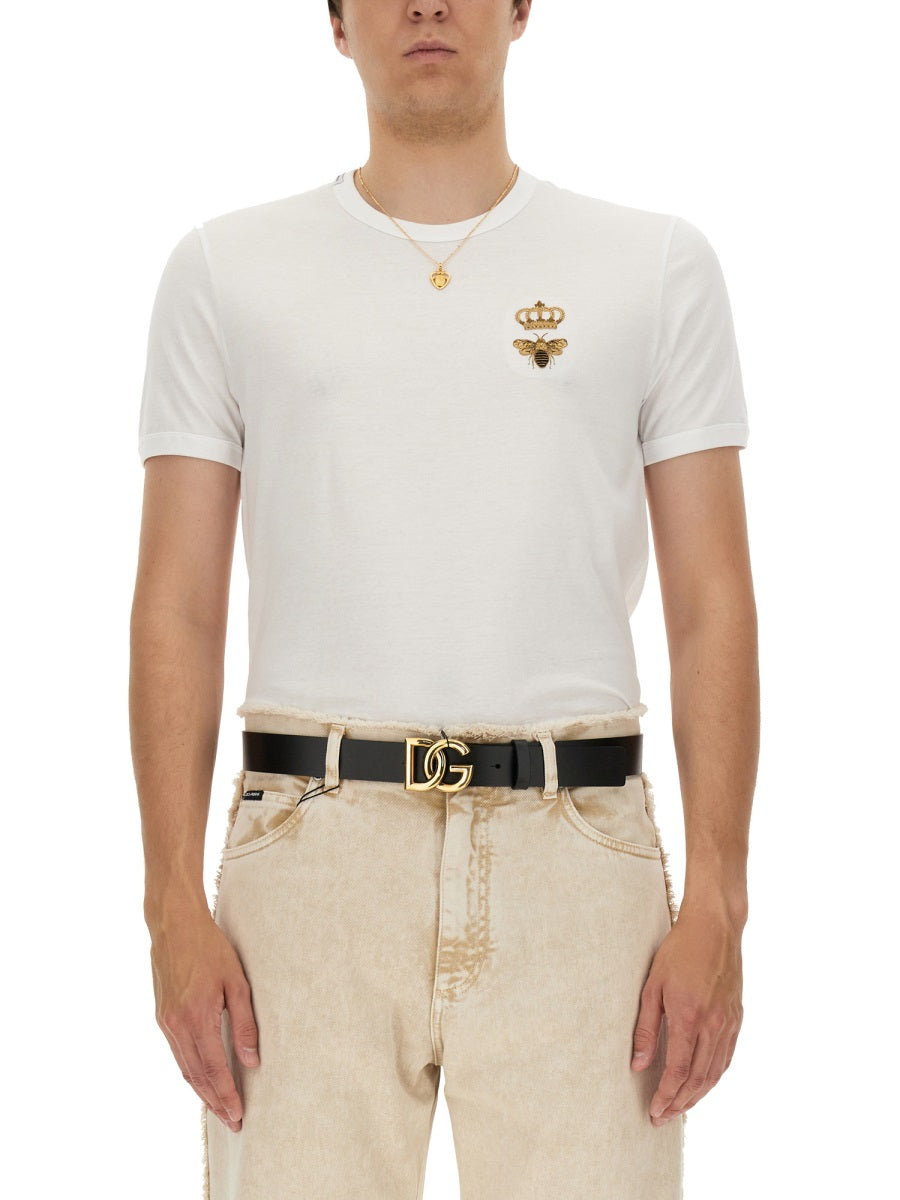 Dolce & Gabbana Men "Bee And Crown" Embroidered T-Shirt