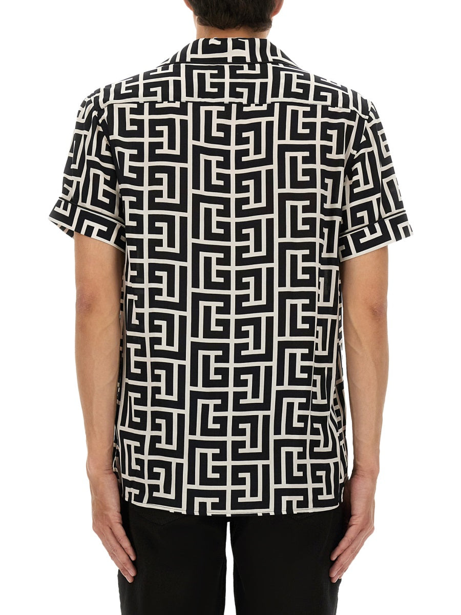 Balmain Men Monogram Print Pajama Shirt