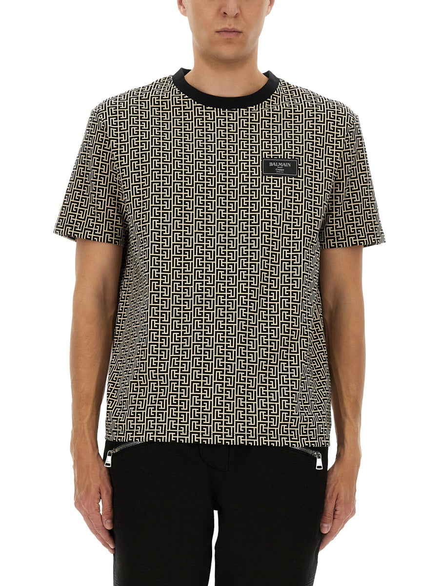 Balmain Men Monogrammed Jacquard T-Shirt