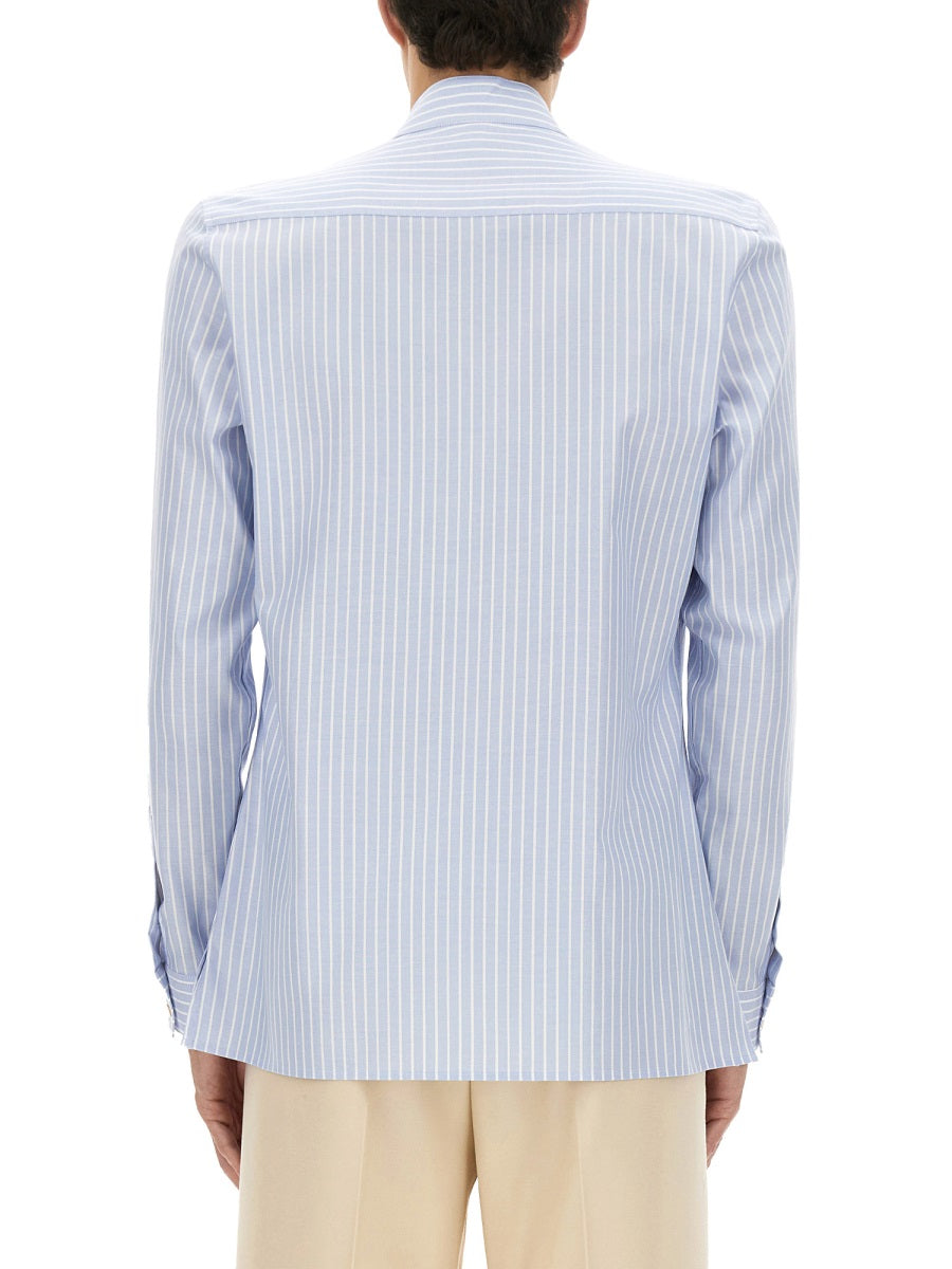 Valentino Men Cotton Oxford Shirt With Toggle