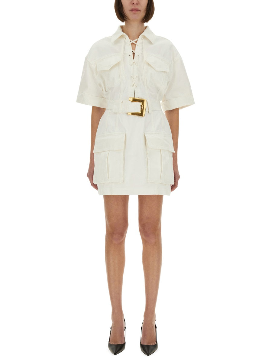 Balmain Women Cotton Gabardine Short Dress