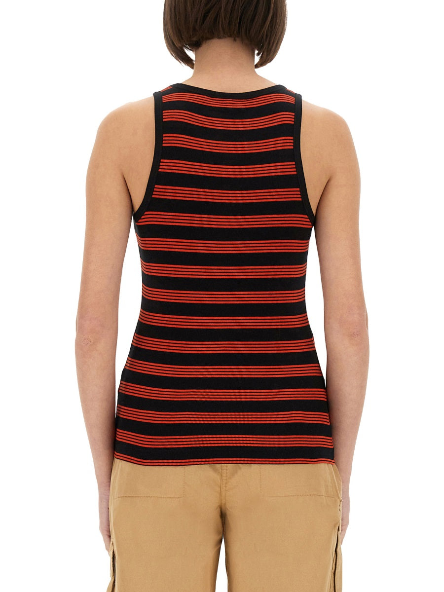 Ganni Women Ribbed Cotton Top