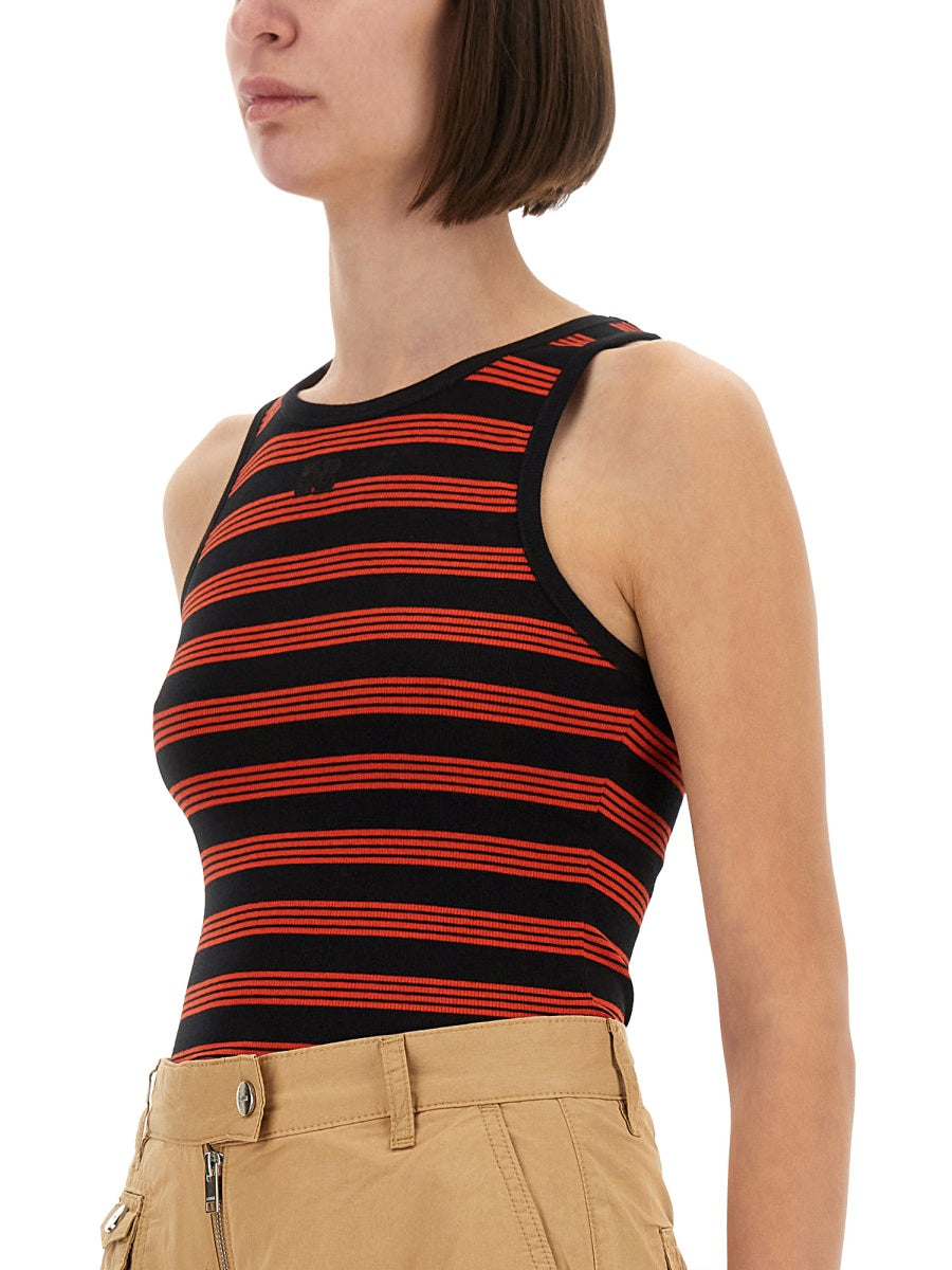 Ganni Women Ribbed Cotton Top