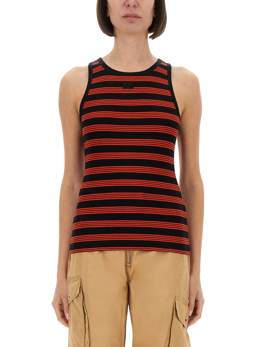 Ganni Women Ribbed Cotton Top