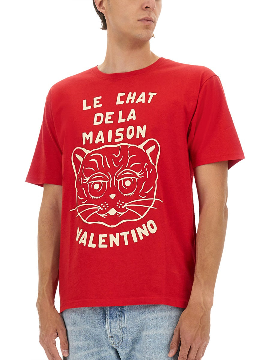 Valentino Men T-Shirt With "Chat De La Maison" Print