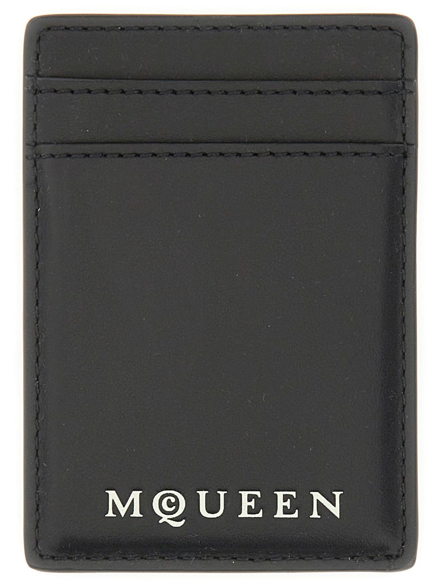 Alexander Mcqueen Men Magnetic Card Holder With Logo