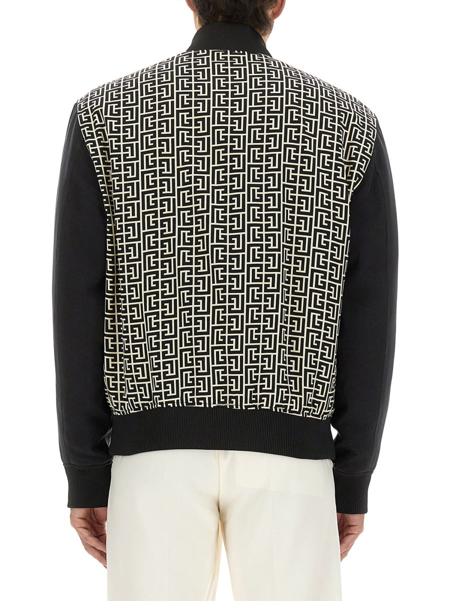 Balmain Men Monogrammed Varsity Jacket With Patches