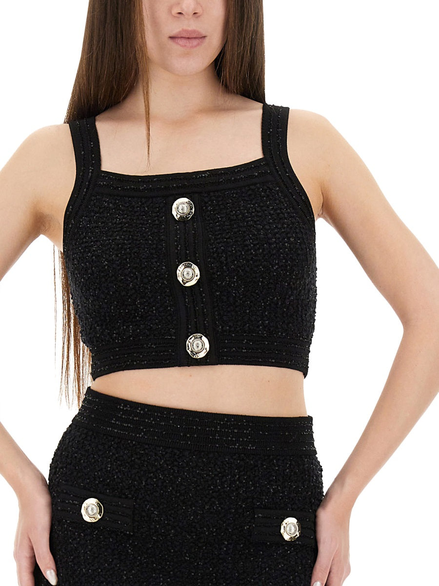 Balmain Women Tweed Crop Top